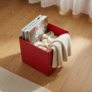 Folding Storage Ottoman Foot Rest Stool – Faux Leather Ottoman Bench with Hidden Storage for Books & Home Organization