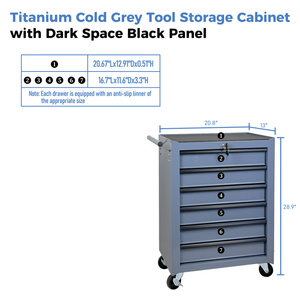 Rolling Metal Tool Chest with 6 Drawers