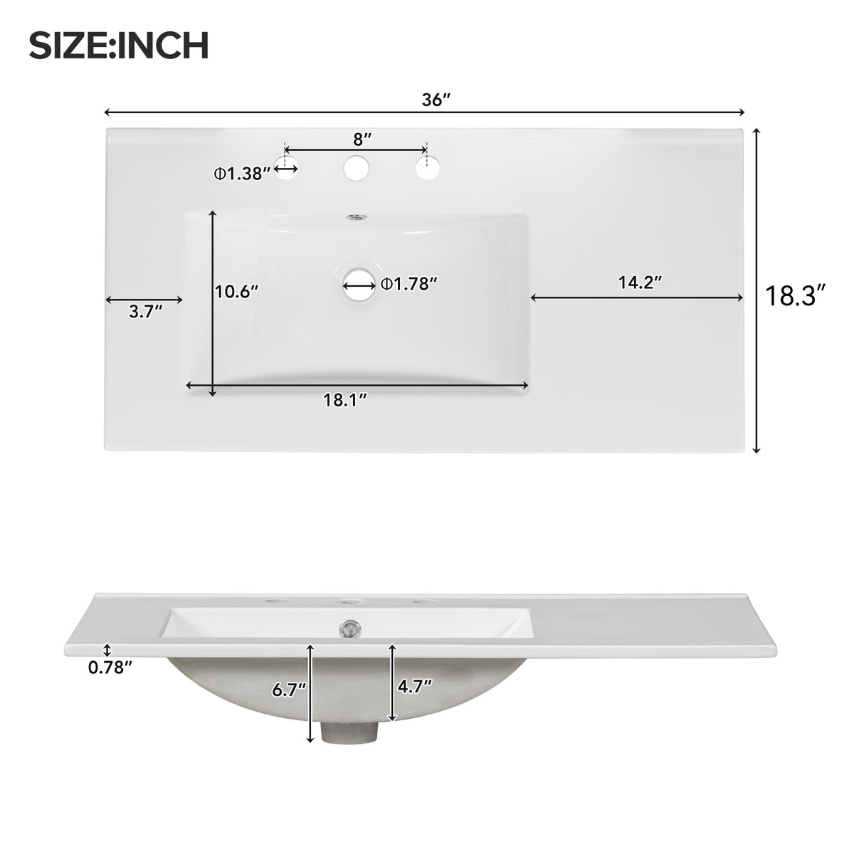 36" Gray Bathroom Vanity with Ceramic Sink Combo
