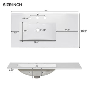36" Gray Bathroom Vanity with Ceramic Sink Combo