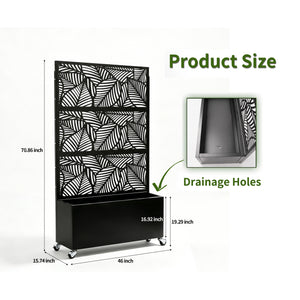 Leaf Pattern Privacy Screen with Planter Box