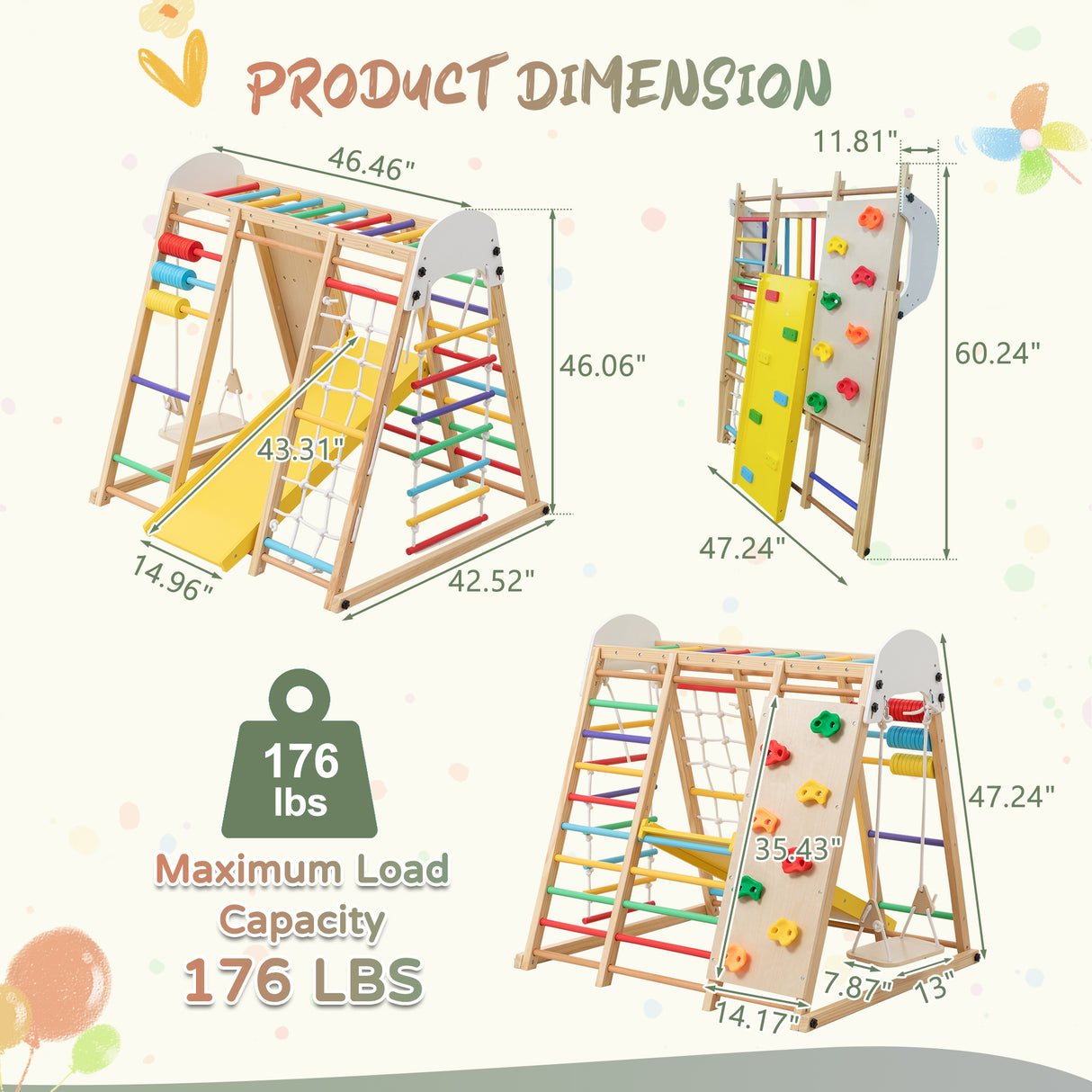 9-in-1 Foldable Kids Climbing Frame & Slide