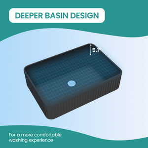 BB17 Integrated Black Ceramic Bathroom Vanity Sink