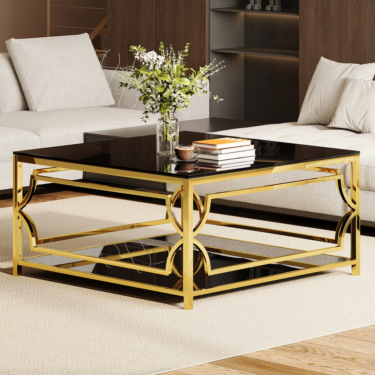 Square Glass Coffee Table in 33.5"