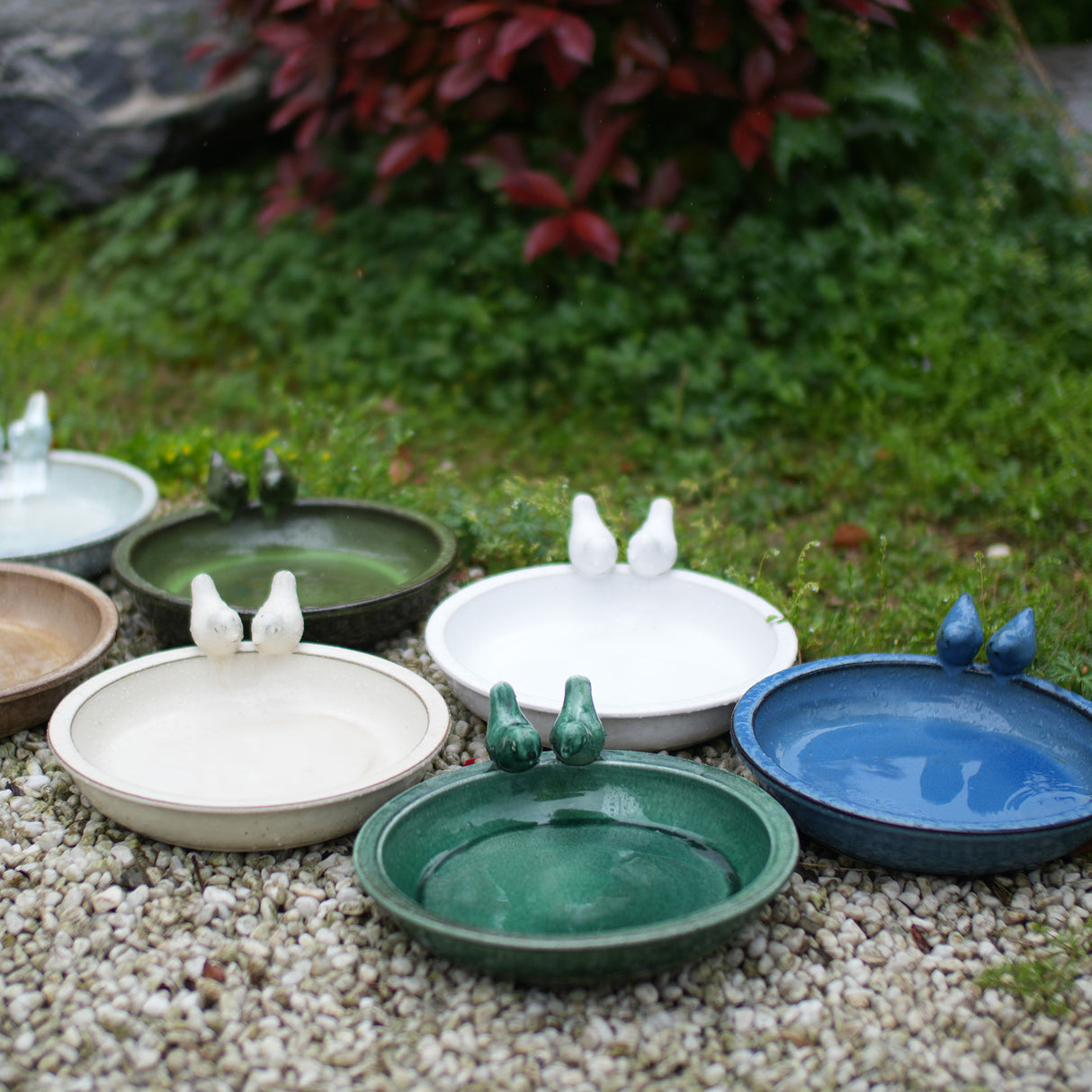 Handmade Ceramic Bird Bath - 11.8 Inch Glossy