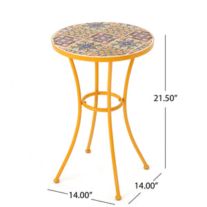 Outdoor Side Table With Tile Mosaic Table Top - Yellow - Best Buy Furniture