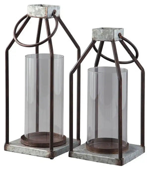 Diedrick - Lantern Set (Set of 2) - Gray / Black - Best Buy Furniture