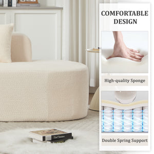110.2'' Curved Sectional Sofa with 5 Pillows - Ivory