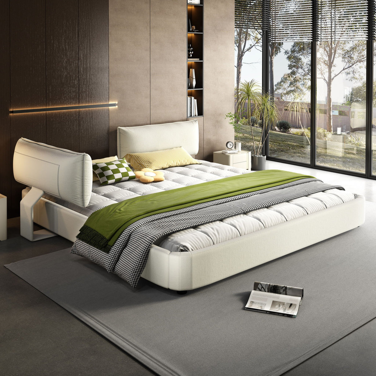 Cloud Bed Frame With Oversized Padded Movable Headboard
