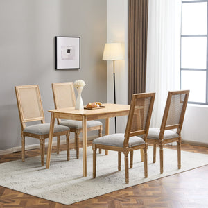 French Country Dining Chair With Rectangular Cane Backrest And Smooth Upholstered Seating - Best Buy Furniture