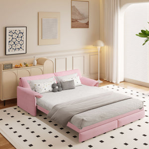 Pull Out 3 In 1 Convertible Sleeper Sofa With Side Storage, Multi Functional