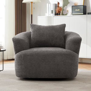 360° Swivel Barrel Sofa Chair With Throw Pillow, Upholstered Accent Chair