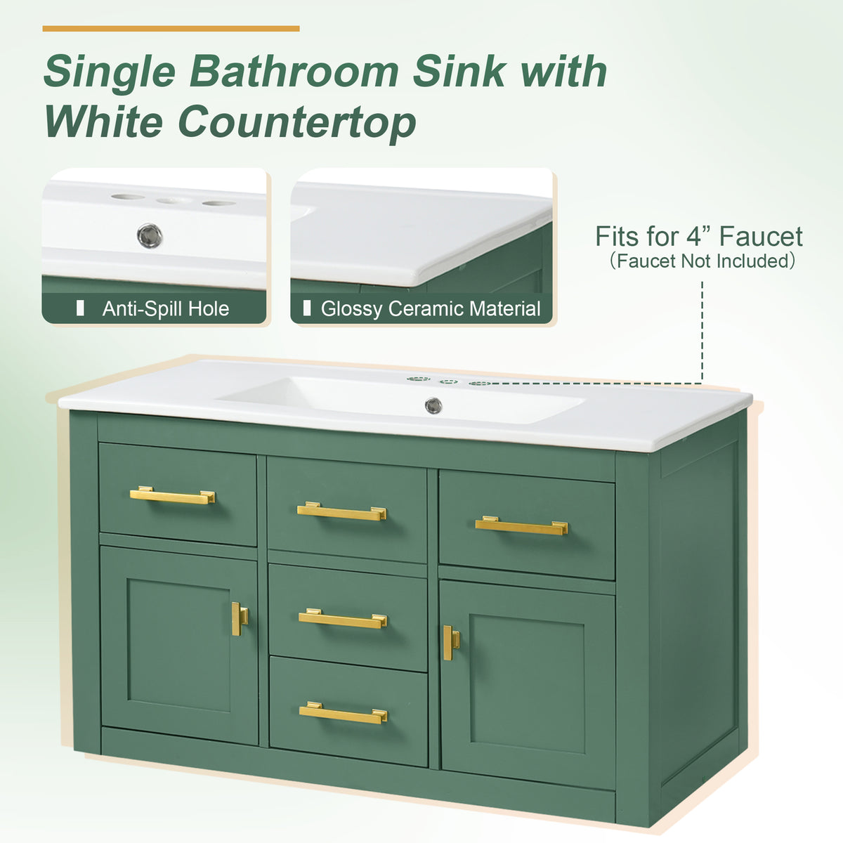 36'' Wall Mounted Bathroom Cabinet – French Style Bathroom Vanity