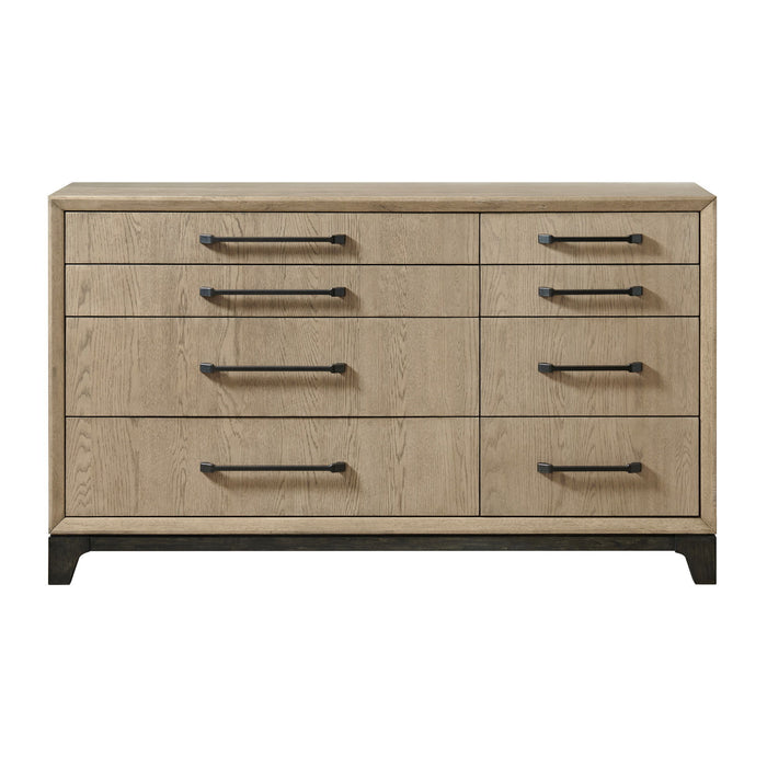 8 Drawer Dresser with Metal Pulls - Brown