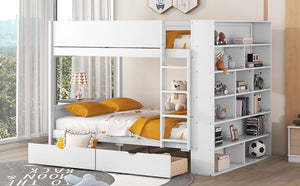 Bunk Bed With 2 Drawers And Multi Layer Cabinet