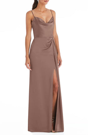 Dessy Collection Cowl Neck Evening Gown in Sienna, Size 10