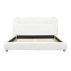 Minimalist Curved Headboard Teddy Bear Plush Bed, Queen
