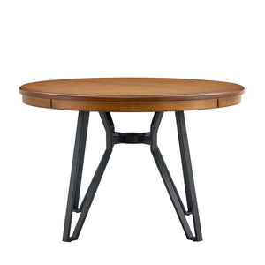 Mid Century Modern Round Dining Table With Metal Legs And Open Shelf - Best Buy Furniture