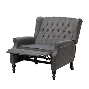 Oversized Tufted Wingback Fabric Push Back Recliner