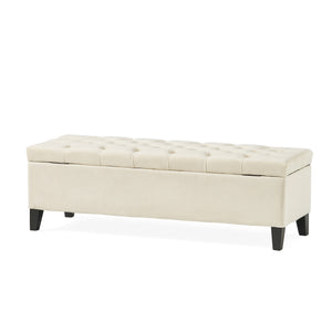 Button Tufted and Diamond Stitched Storage Ottoman