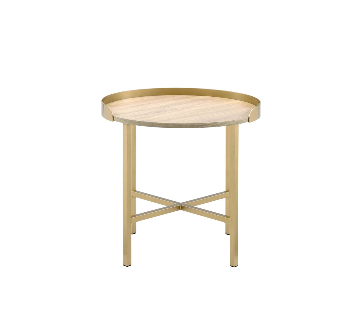 Mithea - End Table - Oak / Gold - Best Buy Furniture