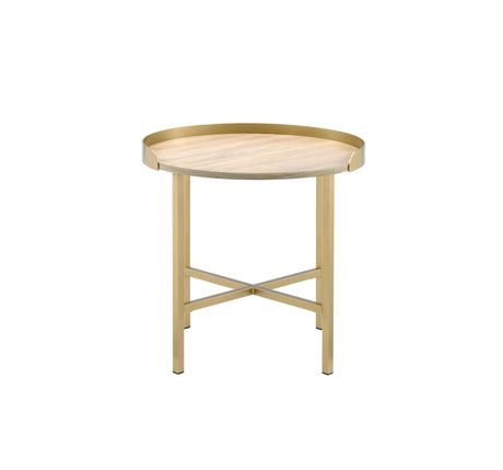 Mithea - End Table - Oak / Gold - Best Buy Furniture