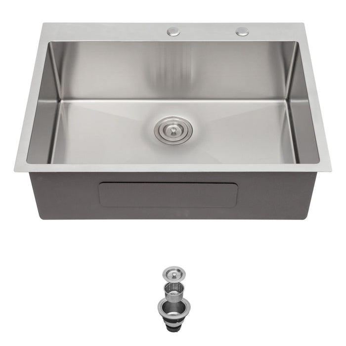 Topmount Stainless Steel Kitchen Sink with Deep Single Bowl - Gray