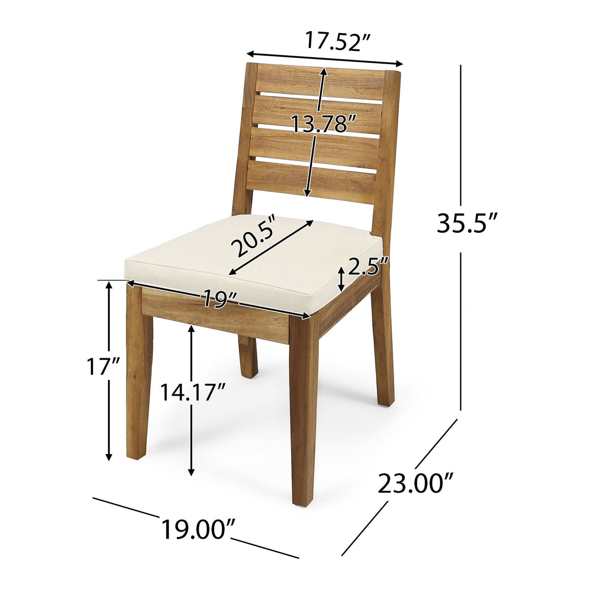 Outdoor Armless Dining Chair With Cushions