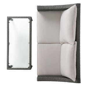 Contemporary Antibes Loveseat & Table Set Outdoor - Gray