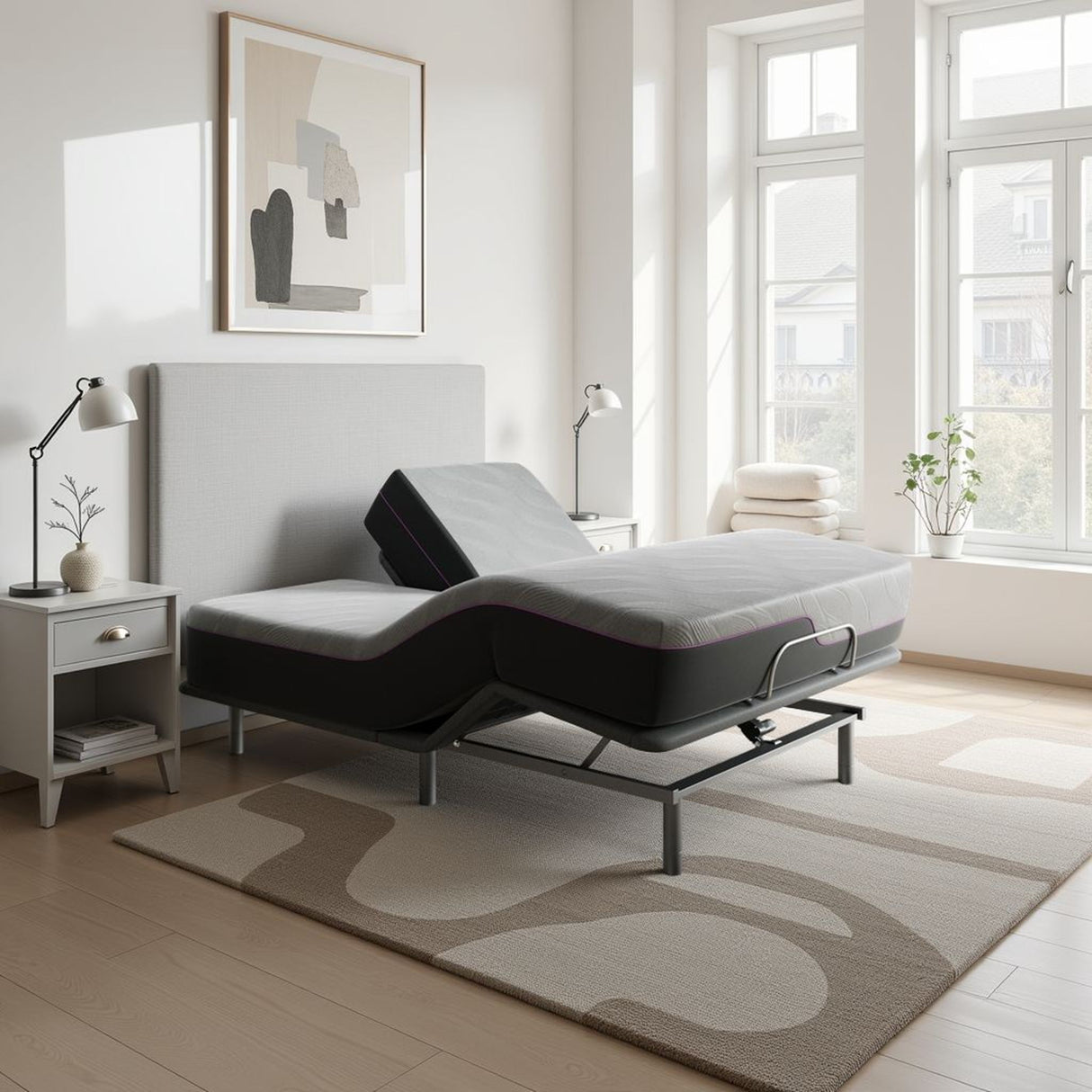 Quick Assembly Adjustable Bed Frame With Voice Activated Controls