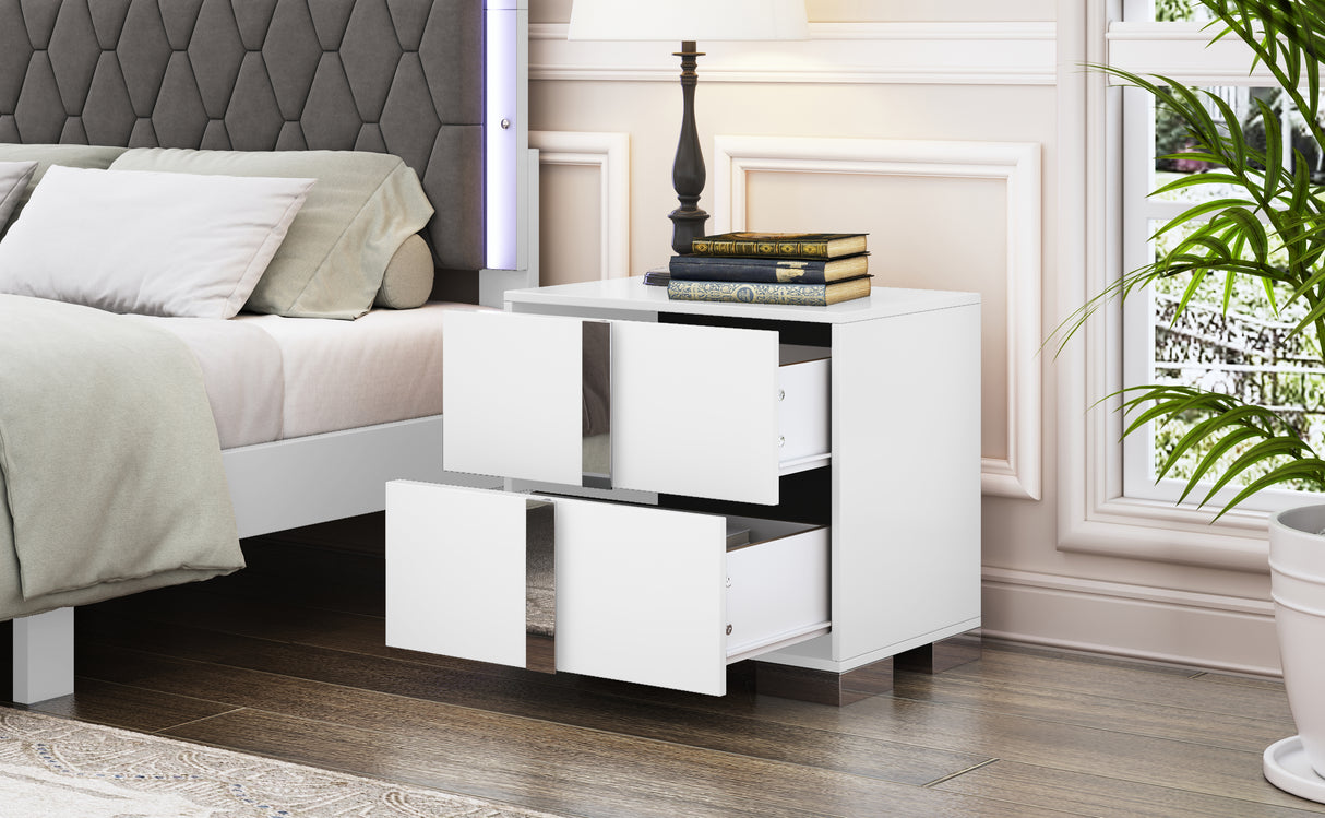 Elegant Nightstand with Metal Foot
