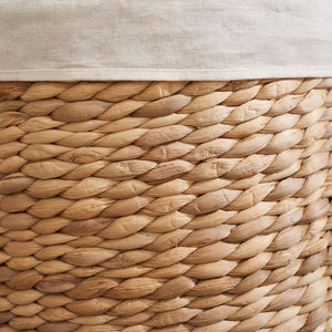 Ludmilla Round Tall Water Hyacinth Woven Wicker Laundry Hamper With Lid - For Clothes, Toys And Book Storage With Removable Liner - 18" X 18" X 23" - Natural Brown