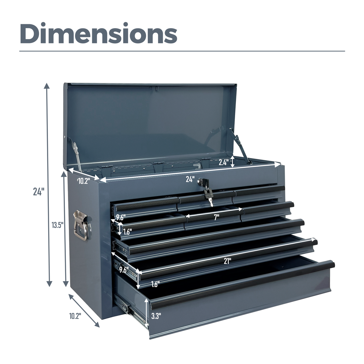 Heavy Duty Metal Tool Box - 24-inch Portable Organizer