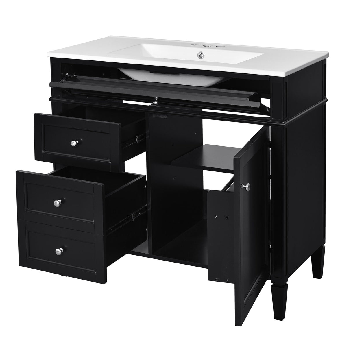 Bathroom Vanity With Top Sink, 2 Drawers And Tip Out Drawer