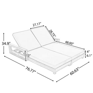 Double Acacia Wood Chaise Lounge Set