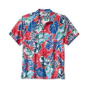 Tommy Bahama Mens Print Silk Button-Down Shirt Red M