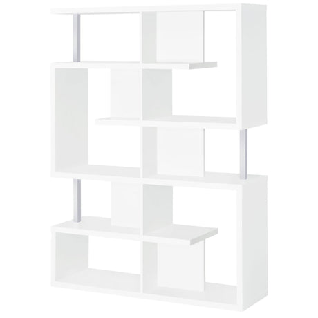 5 Tier Geometric Bookcase - White