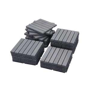 Interlocking Deck Tiles Striped Pattern, Waterproof Anti Mildew Brown