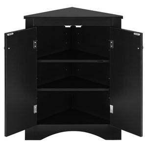 Triangle Bathroom Storage Cabinet With Adjustable Shelves, Freestanding Floor Cabinet For Home Kitchen