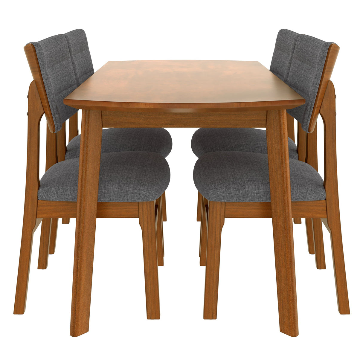 Mid Century Modern Dining Table Set For 4, Solid Wood Dining Table And Solid Wood Chairs, 5 Pieces Farmhouse Dining Table And 4 Upholstered Chairs - Brown / Gray