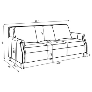 Gunderson - Upholstered Recessed Sofa In Sugar Leather With Tapered Legs - Brown