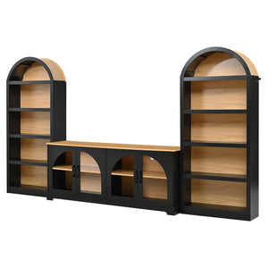 3-Piece Retro TV Stand Set with Bookshelf for TVs Up to 70"