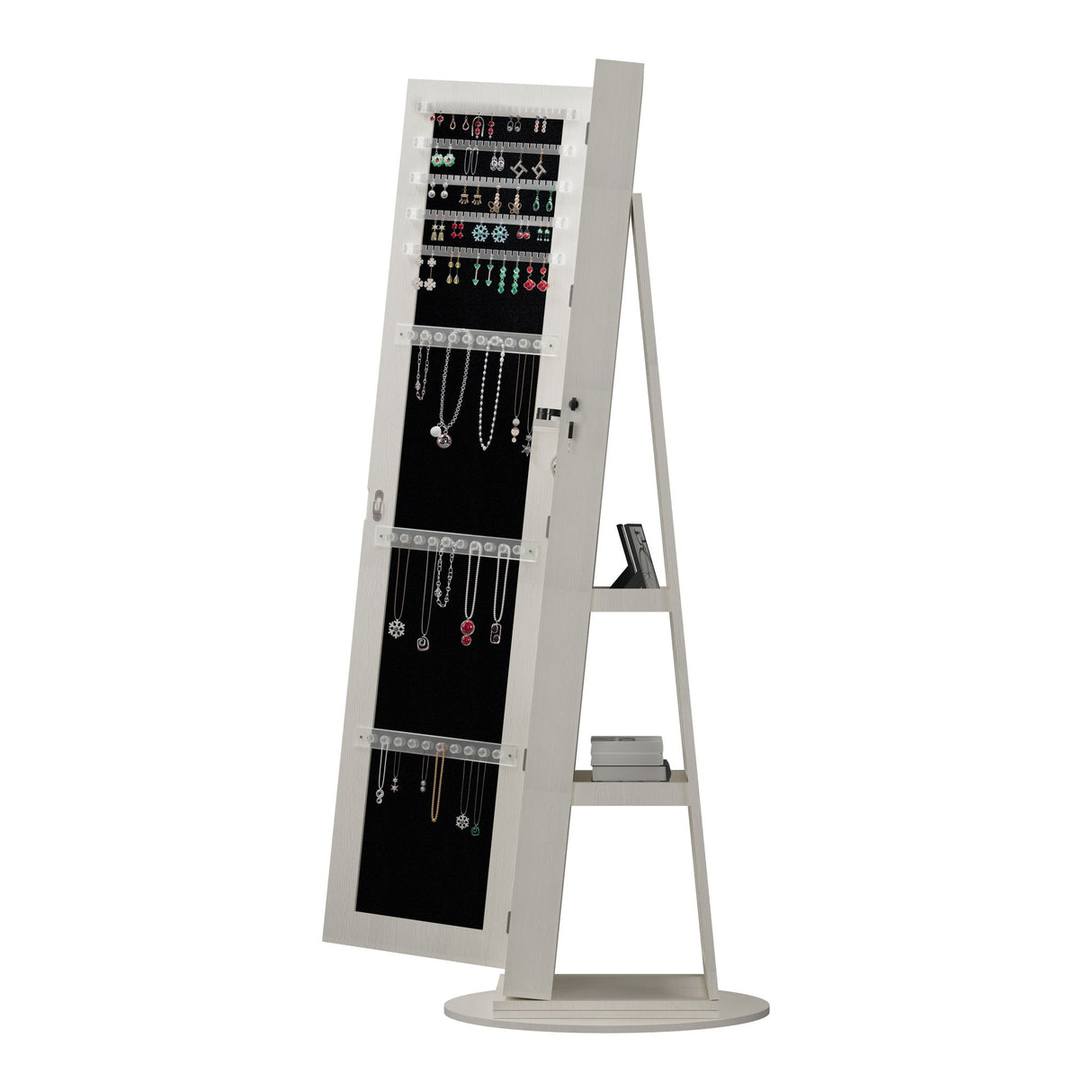 Swivel Jewelry Cabinet With Full Length Mirror