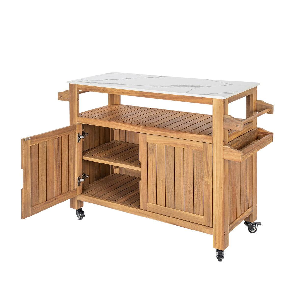 Murphy Outdoor Patio Acacia Wood Bar Cart