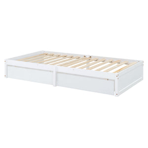 Daybed With Fence Guardrails And 2 Drawers, Split Into Independent Floor Bed & Daybed