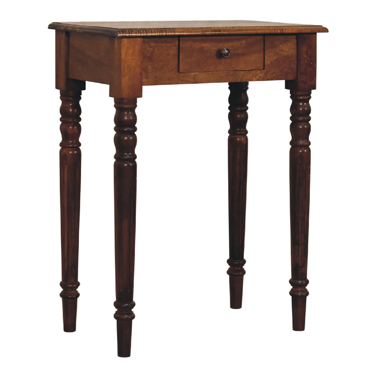 Artisan Furniture Solid Wood Chestnut Turned Leg Writing Desk, 1-Drawer