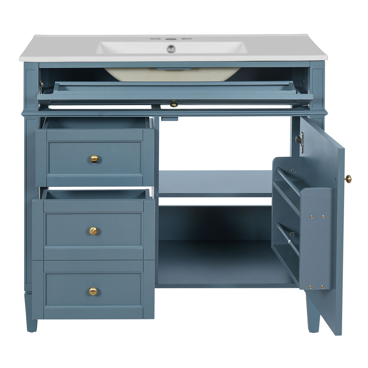 Bathroom Vanity With Top Sink, 2 Drawers And Tip Out Drawer