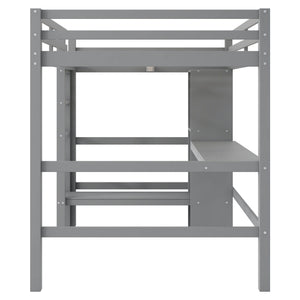 Loft Bed With Built In Desk And Multifunction Shelves