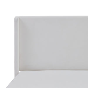Carmen - King Size Upholstered Wingback Bed - White