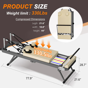 Foldable Pilates Reformer Machine for Home Gym
